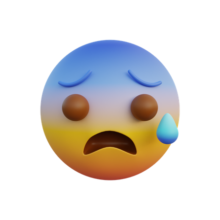 Ängstliches Gesicht, offener Mund und kalter Schweiß  3D Icon