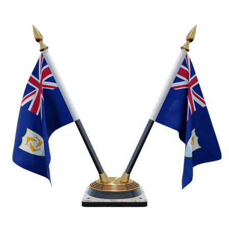 Support de drapeau de bureau double Anguilla  3D Flag