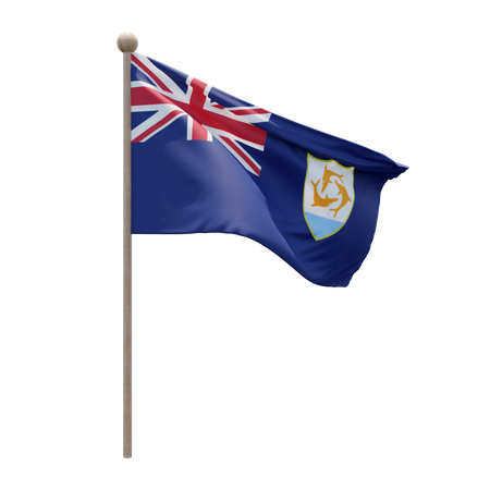 Anguilla-Fahnenmast  3D Flag
