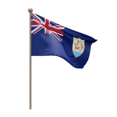 Anguilla Flag Pole  3D Flag