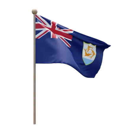 Anguilla Flagpole  3D Flag