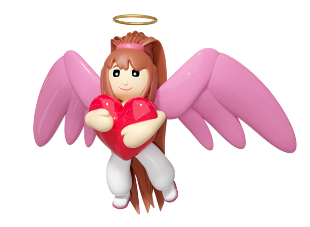 Angulo abrazando corazon  3D Illustration
