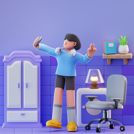 Anie tirando uma selfie  3D Icon
