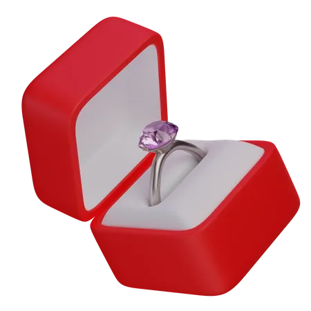Anillo De Compromiso En Caja Roja 3D Icon