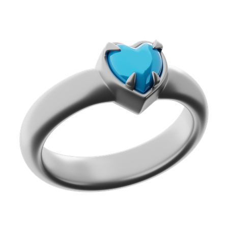 Anillo de plata con piedra preciosa en forma de corazón  3D Icon