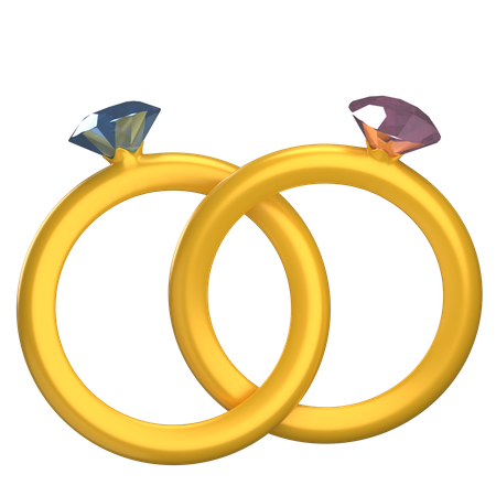 Pareja de anillos de oro  3D Illustration