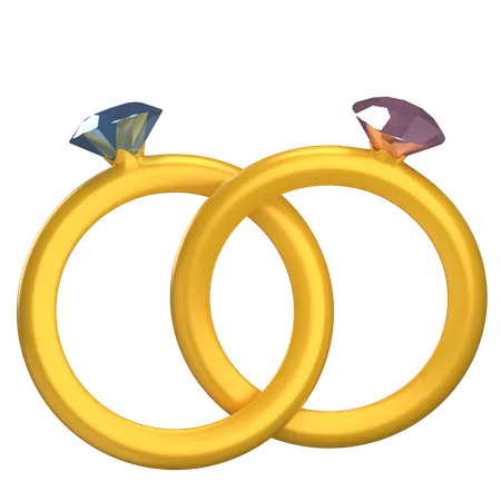 Pareja de anillos de oro  3D Illustration