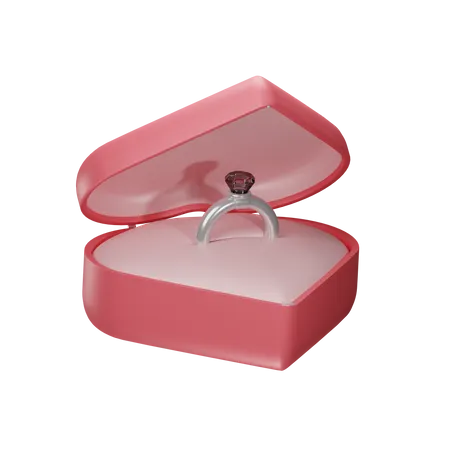 Anillo De Diamantes Enamorado Caja De Regalo De San Valentin Ilustracion 3 D 3D Illustration