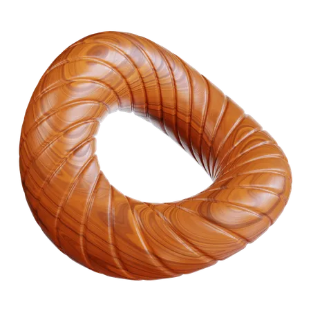 Anillo toroidal con vetas de madera  3D Icon