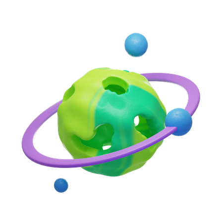 Planeta anillo verde  3D Icon