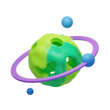 Planeta anillo verde  3D Icon