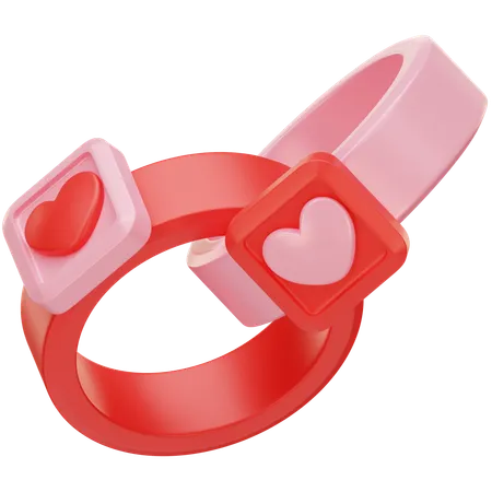 Anillos de pareja de amor  3D Icon