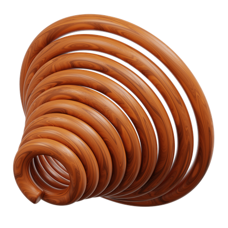 Anillos de madera organizados en un diseño espiral en forma de cono.  3D Icon