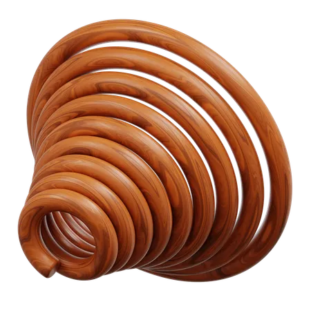 Anillos de madera organizados en un diseño espiral en forma de cono.  3D Icon