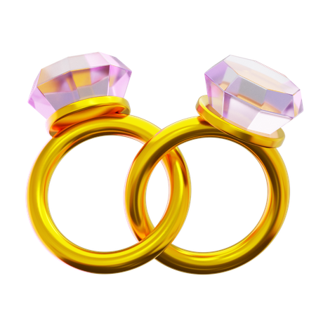 Pareja de anillos de oro  3D Icon