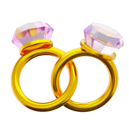 Pareja de anillos de oro  3D Icon