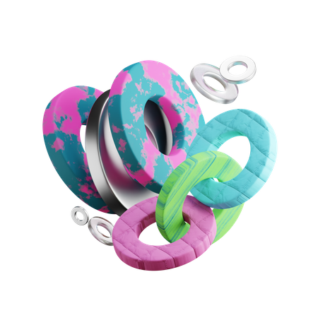 Anillos de donut planos  3D Icon