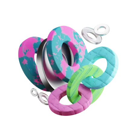 Anillos de donut planos  3D Icon