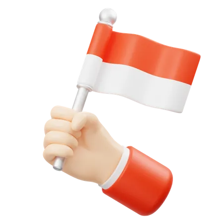 Mano animando con la bandera de indonesia  3D Icon
