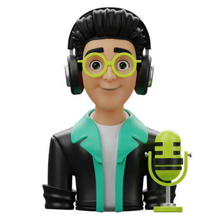 Animateur de podcast masculin  3D Icon