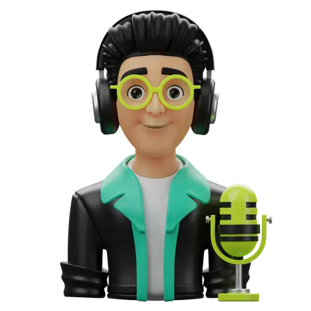 Animateur de podcast masculin  3D Icon