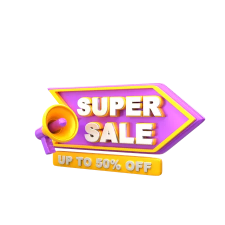 Annonce de super vente jusqu'à 50 %  3D Illustration