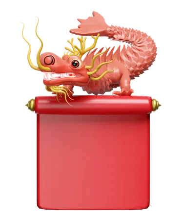 3 D Chinese New Year 2024 With Announcement Roll Capricorn Isolated 3 D Render Illustration 3D Icon