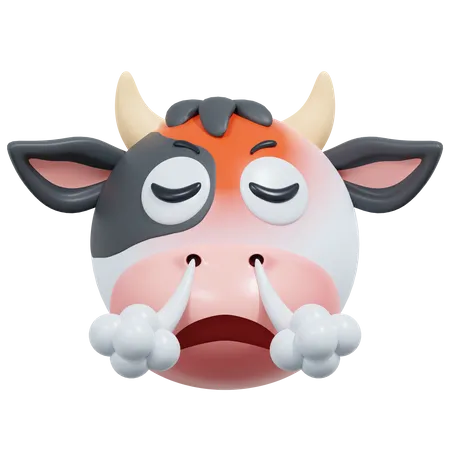 Annoyed Cow Emoticon 3 D Icon Illustration 3D Icon