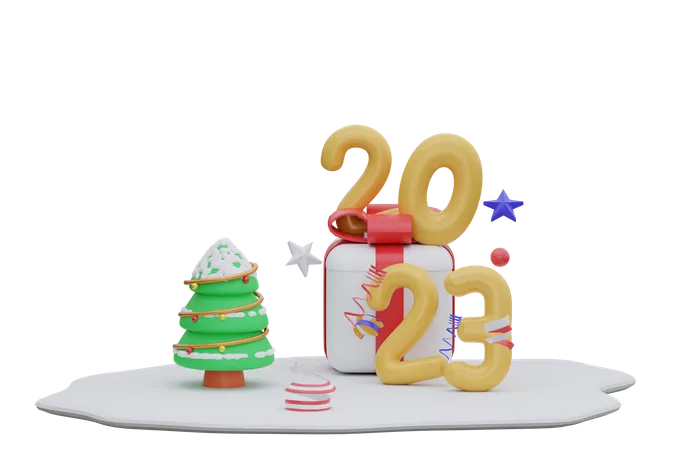 Ano novo 2023 natal  3D Icon