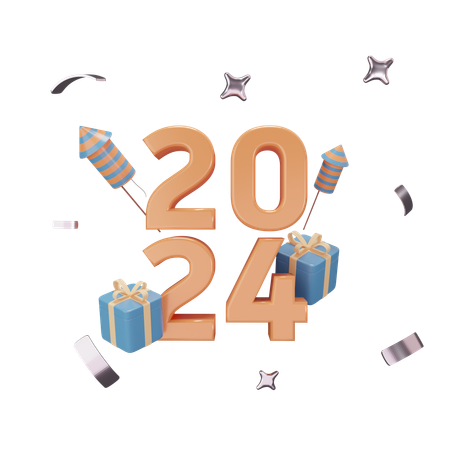 Ano Novo 2024  3D Icon