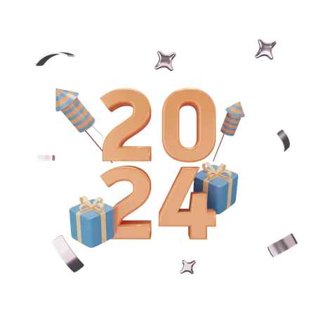 Ano Novo 2024  3D Icon