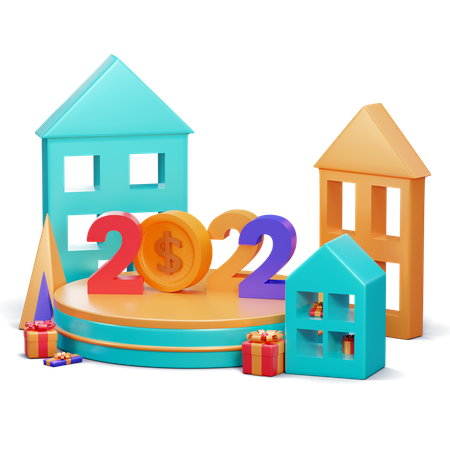 Decoración Año Nuevo 2022  3D Illustration