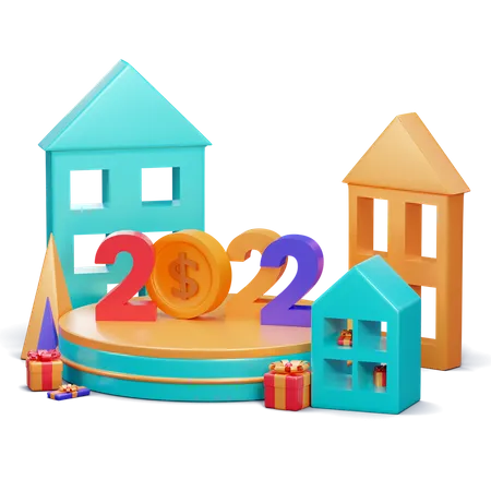 Decoración Año Nuevo 2022  3D Illustration