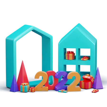 Decoración Año Nuevo 2022  3D Illustration