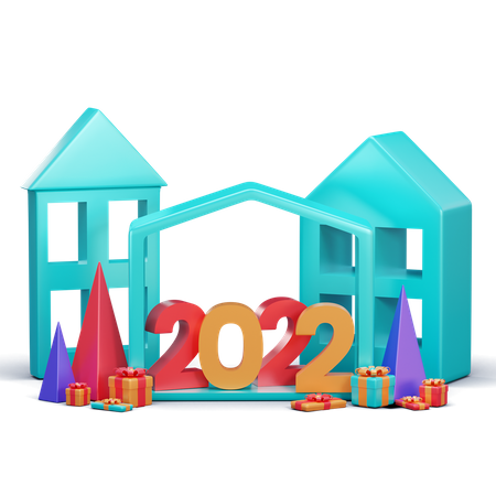 Decoración Año Nuevo 2022  3D Illustration