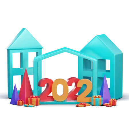 Decoración Año Nuevo 2022  3D Illustration