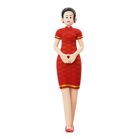 Mujer del año nuevo chino  3D Illustration
