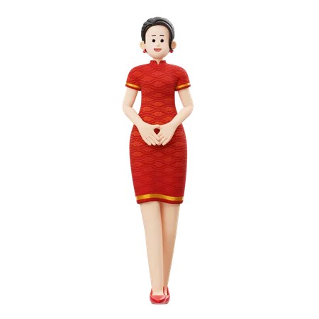 Mujer del año nuevo chino  3D Illustration