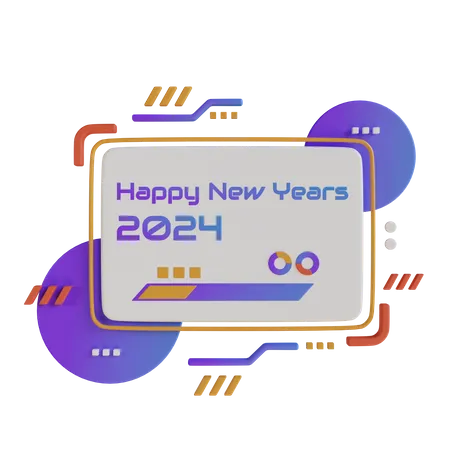 Año nuevo digital 2024  3D Illustration