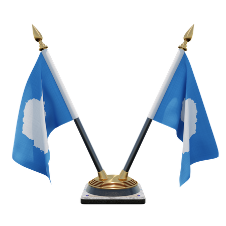 Antarctica Double (V) Desk Flag Stand 3D Icon