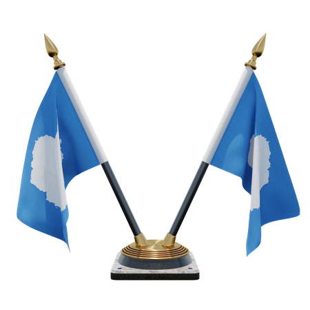 Antarctica Double (V) Desk Flag Stand  3D Icon