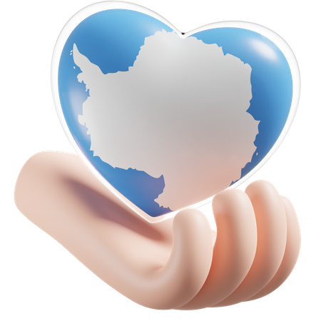 Antarctica Flag Heart Hand Care 3D Icon