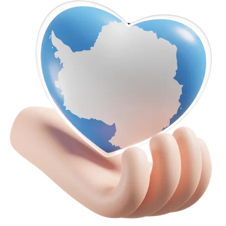 Antarctica Flag Heart Hand Care  3D Icon