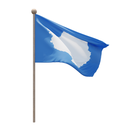 Antarctica Flag Pole  3D Flag