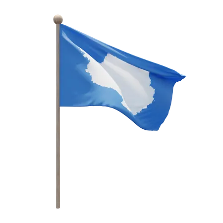 Antarctica Flag Pole  3D Flag