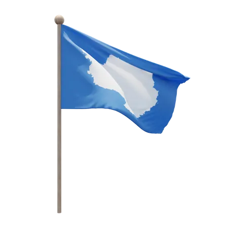 Antarctica Flagpole  3D Flag