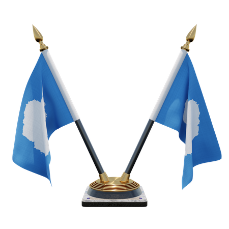 Porte-drapeau double bureau Antarctique  3D Flag