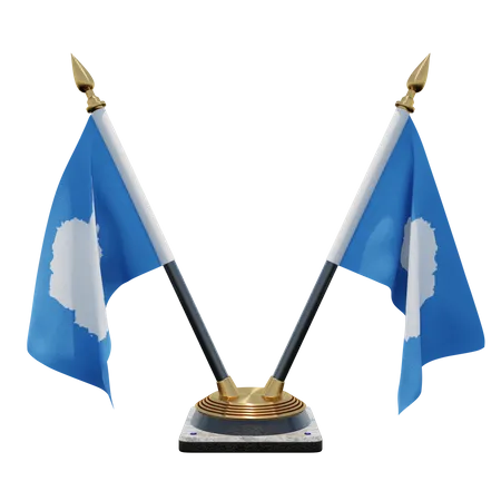 Suporte de bandeira de mesa dupla Antártica (V)  3D Icon