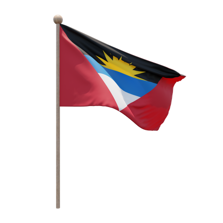 Antigua And Barbuda Flag Pole  3D Flag