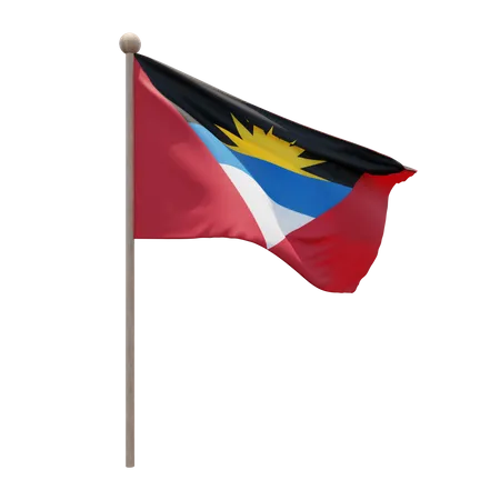 Antigua And Barbuda Flag Pole  3D Flag